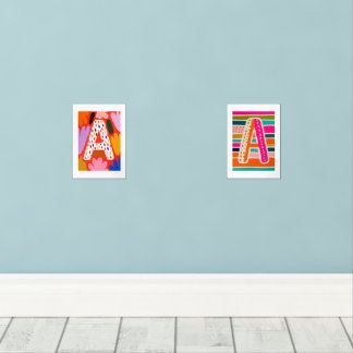 Bright Dopamine Decor Monogram Letter A Muurkunst Sets