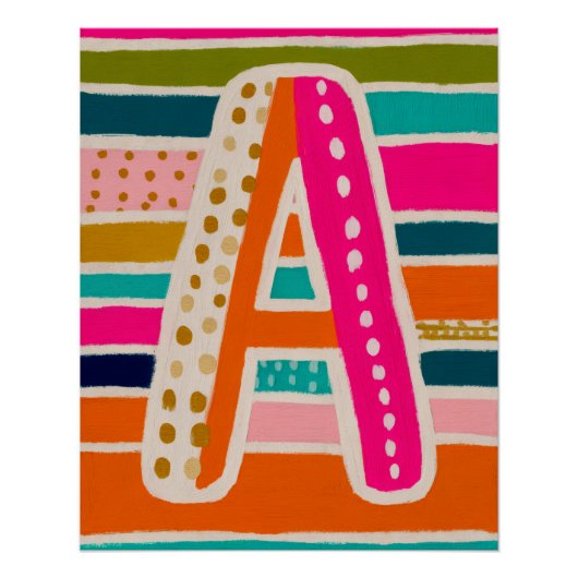Bright Dopamine Decor Monogram Letter A Poster (Voorkant)