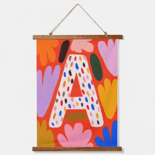 Bright Dopamine Decor Monogram Letter A Tapestry Hangend Wandkleed (Voorkant)