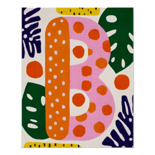 Bright Dopamine Decor Monogram Letter B Poster (Voorkant)