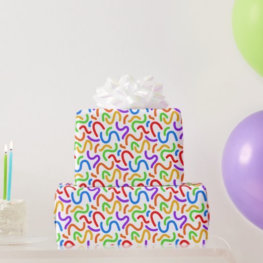 Bright Dopamine Rainbow Squiggles Modern Abstract Cadeaupapier (Feestgeschenken)