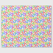 Bright Dopamine Rainbow Squiggles Modern Abstract Cadeaupapier (Vlak)