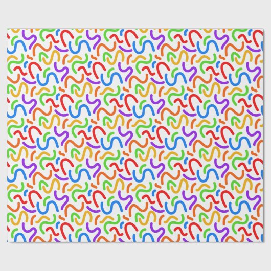 Bright Dopamine Rainbow Squiggles Modern Abstract Cadeaupapier (Vlak)