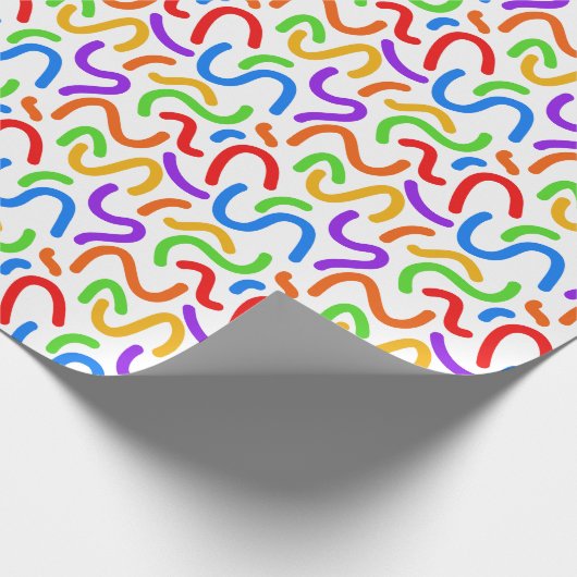 Bright Dopamine Rainbow Squiggles Modern Abstract Cadeaupapier (Hoek)