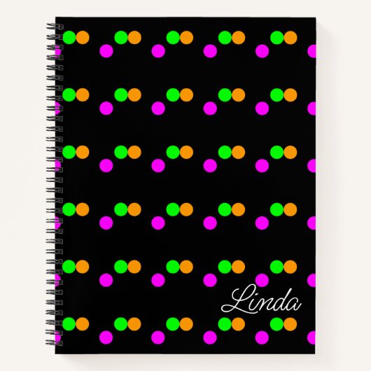Bright Dots Naam Journal Notebook Notitieboek (Voorkant)