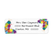 Bright Drip Paint Butterflies Return Address Label (Voorkant)