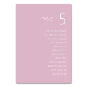 Bright Dusty Pink Wedding Table Number Kaart