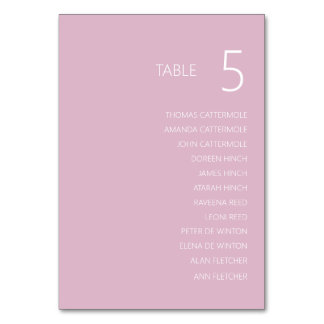 Bright Dusty Pink Wedding Table Number Kaart