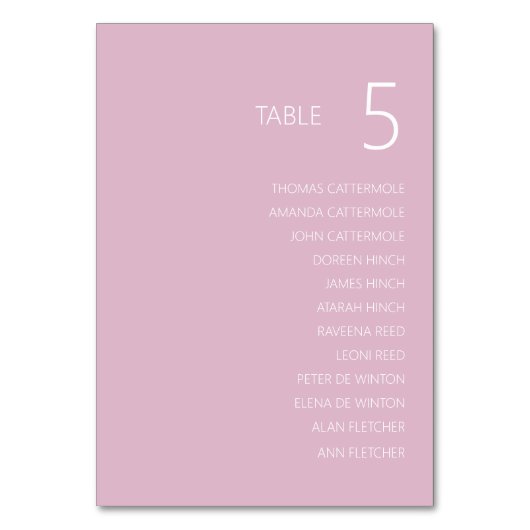 Bright Dusty Pink Wedding Table Number Kaart (Achterkant)