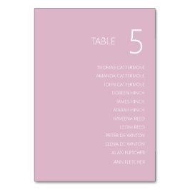 Bright Dusty Pink Wedding Table Number Kaart