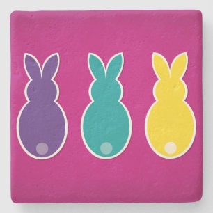 Bright Easter Bunny Silhouette Stenen Onderzetter