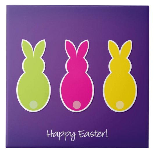 Bright Easter Bunny Silhouette Tegeltje (Voorkant)