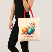 Bright Easter Egg Hunt Lente Bloemen Aangepaste na Tote Bag (Voorkant (product))