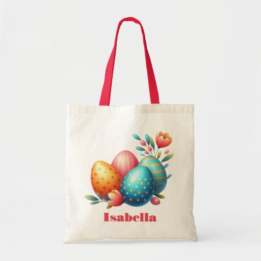 Bright Easter Egg Hunt Lente Bloemen Aangepaste na Tote Bag (Voorkant)