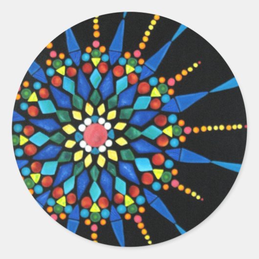 Bright Edelsteen Mozaïek op Zwarte stickers (Voorkant)