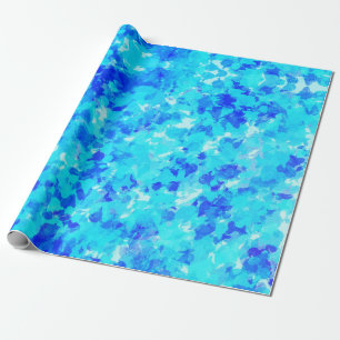 Bright Electric Blue Abstracte penseelstreken Cadeaupapier