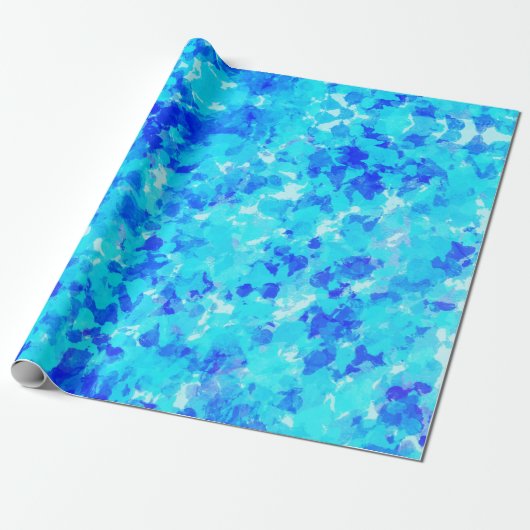 Bright Electric Blue Abstracte penseelstreken Cadeaupapier (Uitgerold)