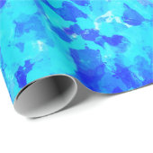 Bright Electric Blue Abstracte penseelstreken Cadeaupapier (Rol Hoek)