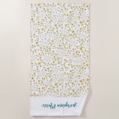 Bright Elegant Trendy Gold Stars Aangepaste naam Strandlaken (Voorkant)