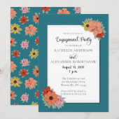 Bright en Bold Blauwgroen Blauw Bloemen Verlovings Kaart (Voorkant / Achterkant)