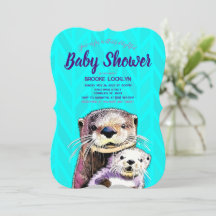 Bright en Bold Blauwgroen Otter Mam en Baby shower