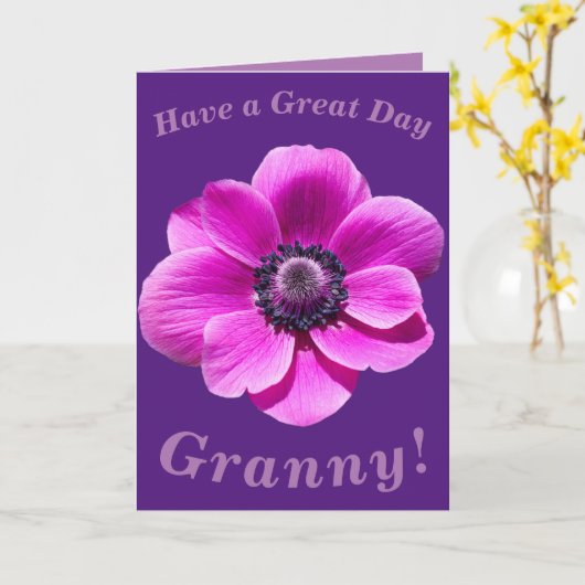 Bright en Bold Bloemen Verjaardag Kaart voor Grann (Gele Bloem)