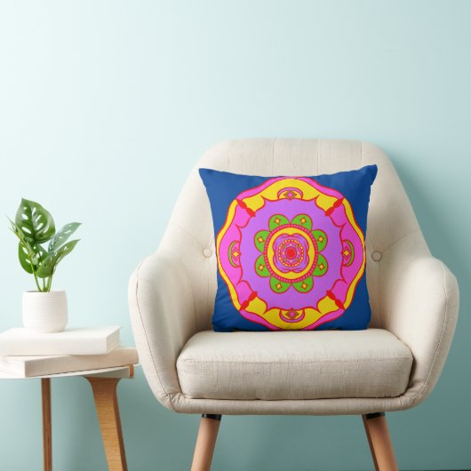 Bright en Edgy Colored Rangoli Kussen (Stoel)