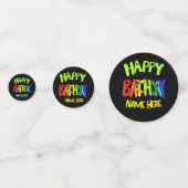 Bright en Happy Birthday Custom Name Confetti (Voorkanten)