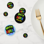 Bright en Happy Birthday Custom Name Confetti (Groep)