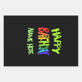 Bright en Happy Birthday Custom Name Inpakpapier Vel (Voorkant)