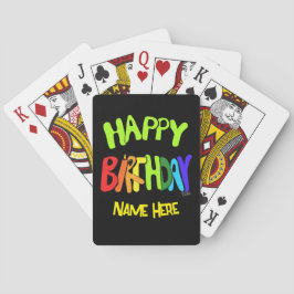 Bright en Happy Birthday Custom Name Pokerkaarten