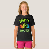 Bright en Happy Birthday Custom Name T-shirt (Voorkant volledig)