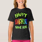 Bright en Happy Birthday Custom Name T-shirt (Voorkant)