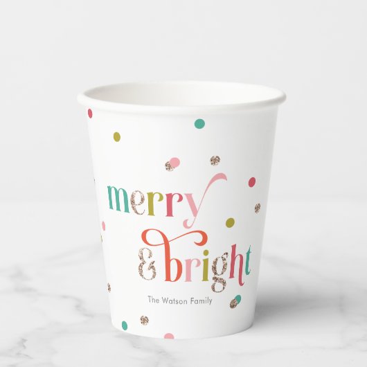 Bright en Merry Holiday Party Paper Cup Papieren Bekers (Voorkant)