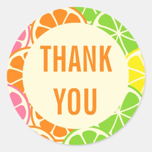 Bright en Modern Citrus Slices Party Sticker (Voorkant)