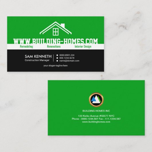 Bright Energetic oversize Business Name Contractor Visitekaartje (Voorkant / Achterkant)