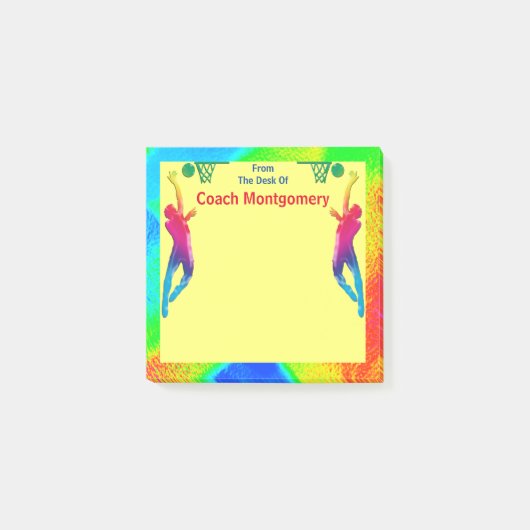 Bright Energetisch Basketball-thema voor coach Post-it® Notes (Voorkant)