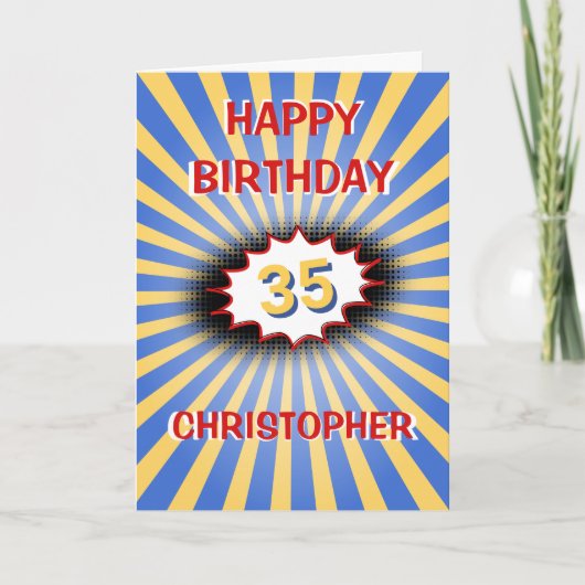 Bright explosie, aangepaste naam leeftijd retro ve kaart (Voorkant)