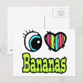 Bright Eye Hart Ik Hou Van Bananen Briefkaart (Voorkant / Achterkant)