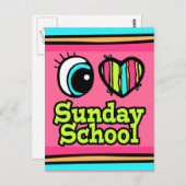 Bright Eye Heart I Love Sunday School Briefkaart (Voorkant / Achterkant)