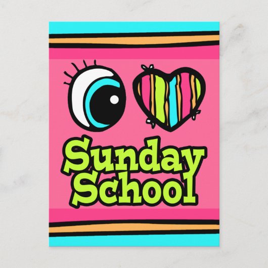 Bright Eye Heart I Love Sunday School Briefkaart (Voorkant)