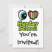 Bright Eye Heart I Love Sunday School Kaart (Voorkant)