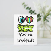 Bright Eye Heart I Love Sunday School Kaart (Staand voorkant)