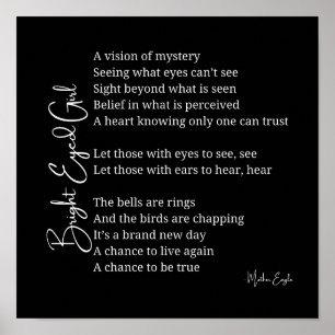 Bright Eyed Girl Inspirerend Gedicht Muur Poster