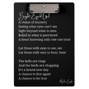 Bright Eyed Girl Inspirerend Gedicht Wall Art Deco Klembord