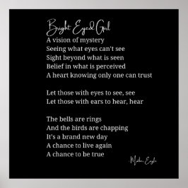 Bright Eyed Girl Inspirerend Gedicht Wall Art Deco Poster