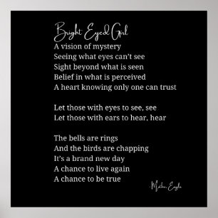 Bright Eyed Girl Inspirerend Gedicht Wall Art Deco Poster