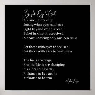 Bright Eyed Girl Inspirerend Gedicht Wall Art Deco Poster