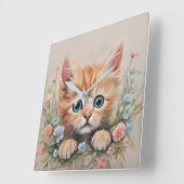 Bright Eyed Kitten Nursery Vierkante Klok (Hoek)
