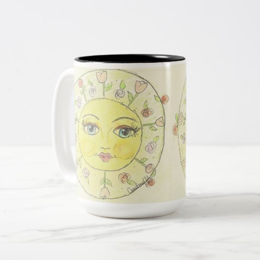 Bright eyed Little flower zon Two-Tone Coffee Mok (Voorkant links)
